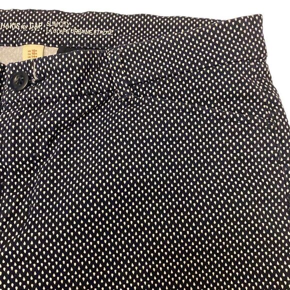 Khakis by Gap‎ Slim City Navy with White Polkadots Cropped Pants Size 10 - Picture 4 of 14